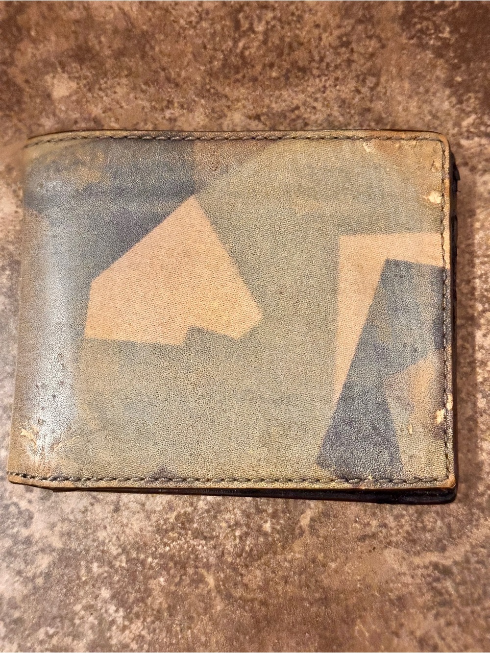 RARE Jack Spade Bifold Wallet in Green and Tan Geometric Print